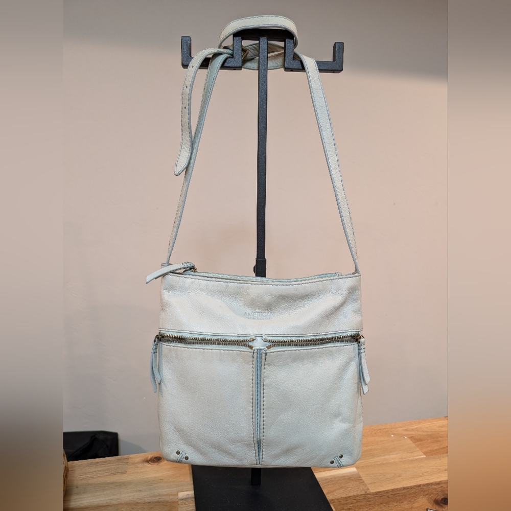 American Leather Co. Leather Crossbody Light Blue/Green